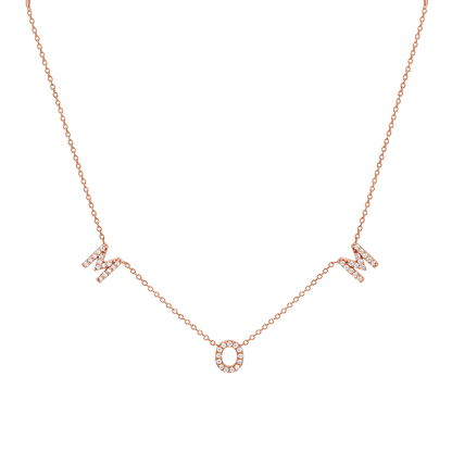 Diamond Spaced MOM Necklace - Lotus Diamond