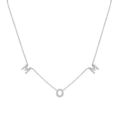 Diamond Spaced MOM Necklace - Lotus Diamond