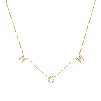 Diamond Spaced MOM Necklace - Lotus Diamond
