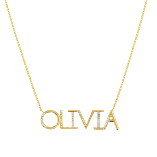 Diamond Sprinkle Name Necklace - Lotus Diamond