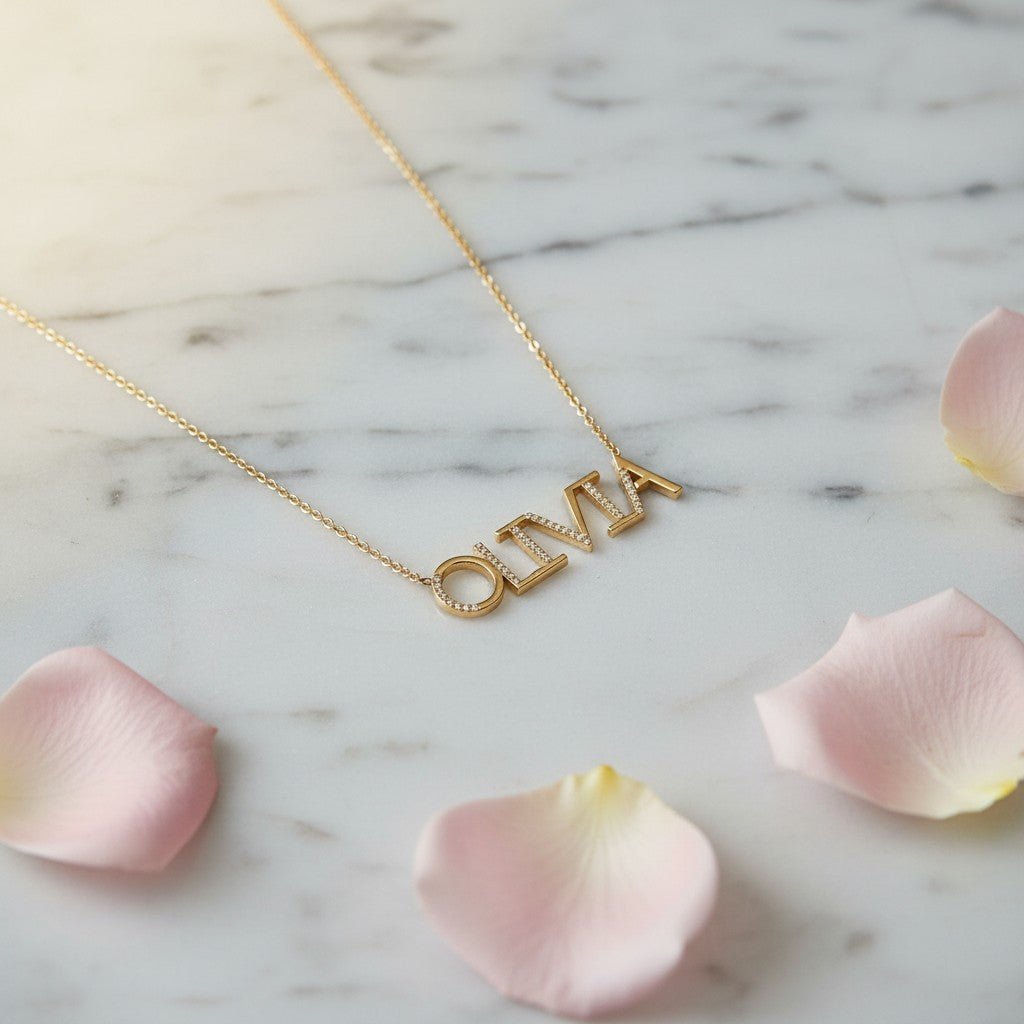 Diamond Sprinkle Name Necklace - Lotus Diamond