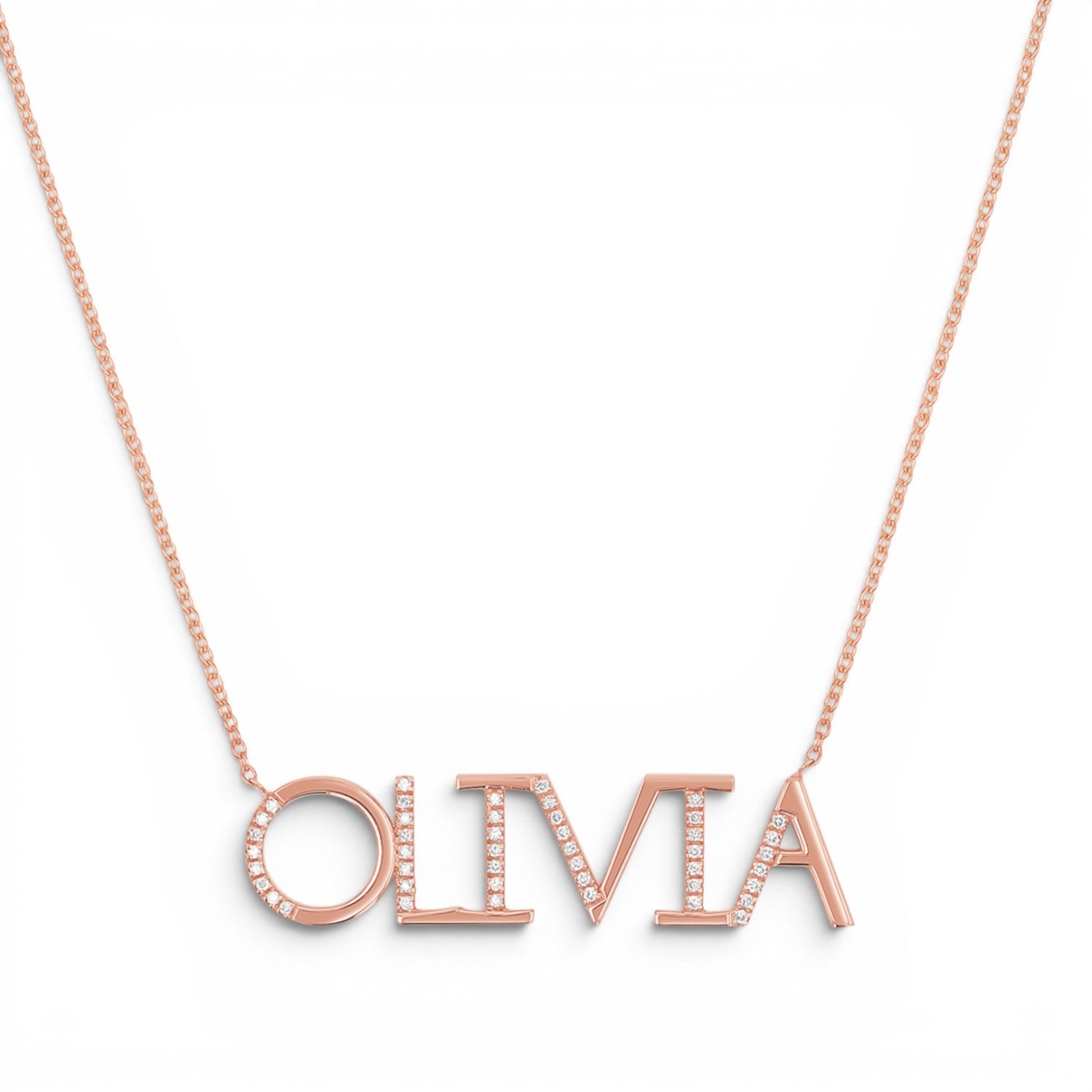 Diamond Sprinkle Name Necklace - Lotus Diamond