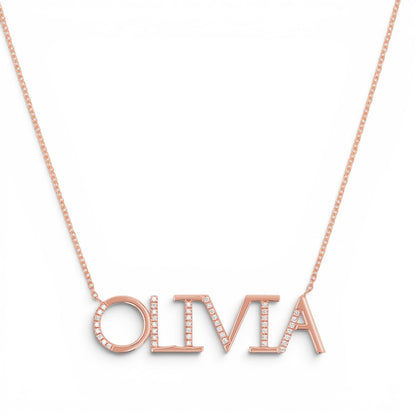 Diamond Sprinkle Name Necklace - Lotus Diamond