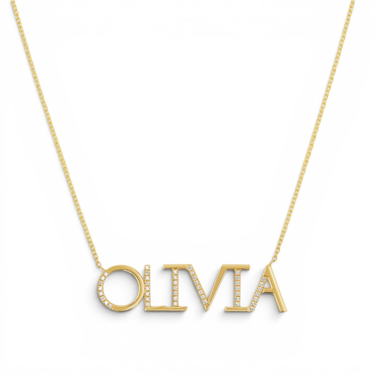 Diamond Sprinkle Name Necklace - Lotus Diamond