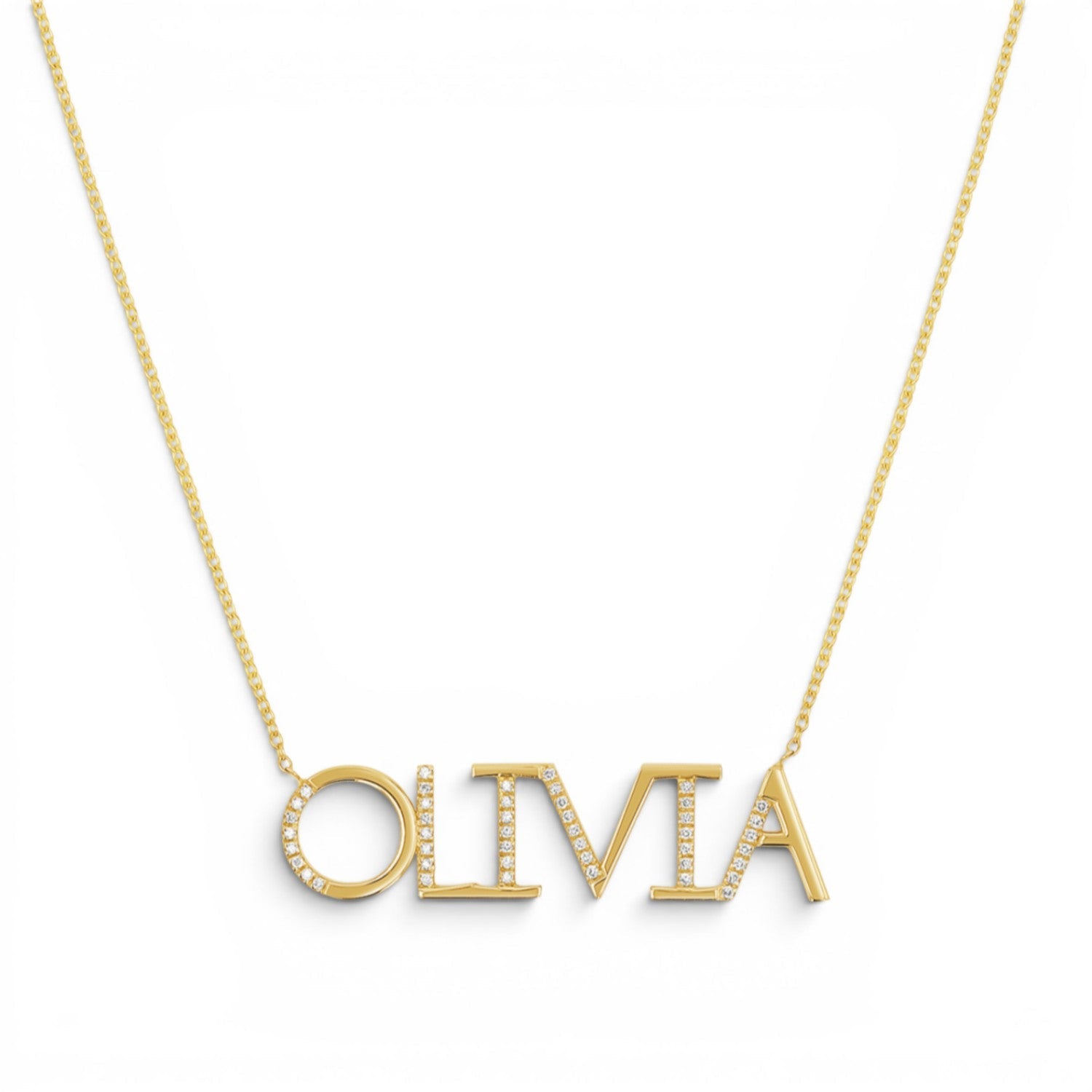 Diamond Sprinkle Name Necklace - Lotus Diamond