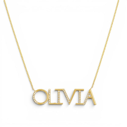 Diamond Sprinkle Name Necklace - Lotus Diamond