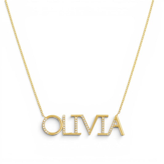 Diamond Sprinkle Name Necklace - Lotus Diamond