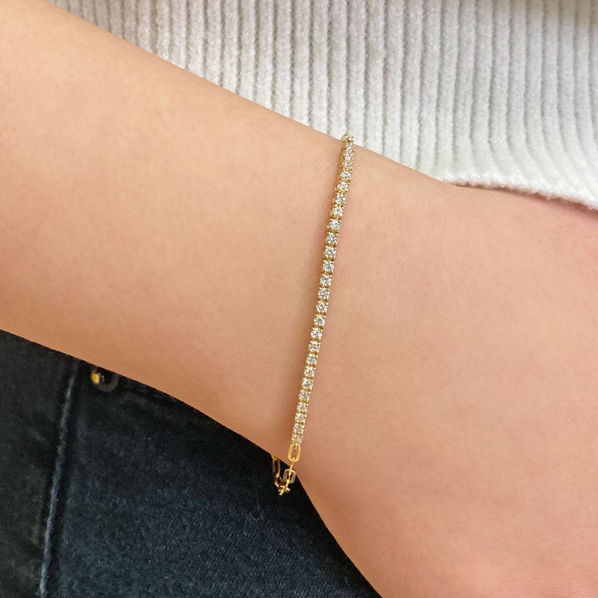 Diamond Tennis Bracelet Paper Clip Link - Lotus Diamond