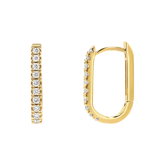 Diamond U - Pave Paper Clip Huggie Earrings - Lotus Diamond