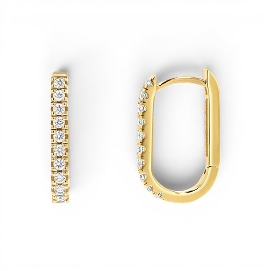 Diamond U - Pave Paper Clip Huggie Earrings - Lotus Diamond