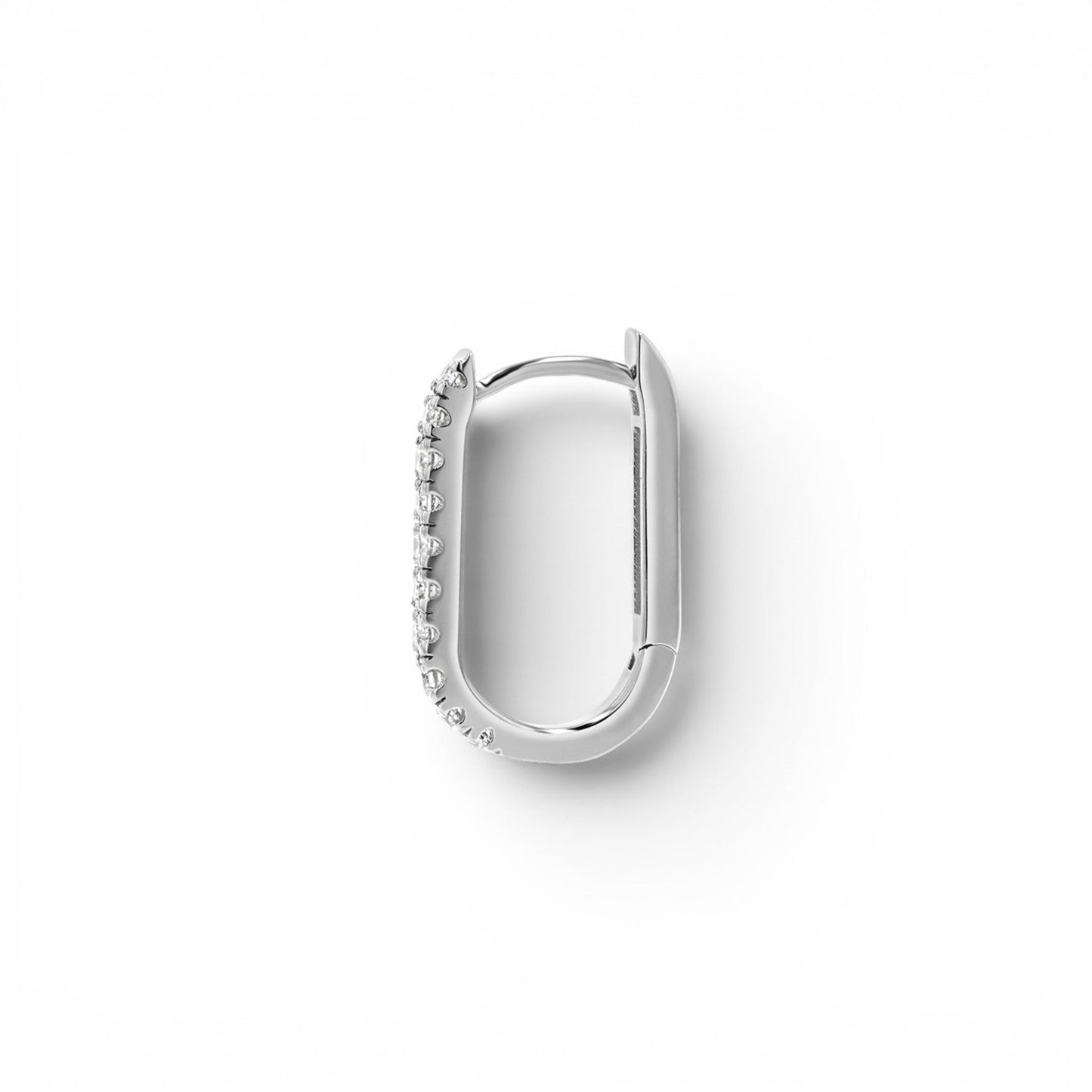 Diamond U - Pave Paper Clip Huggie Earrings - Lotus Diamond