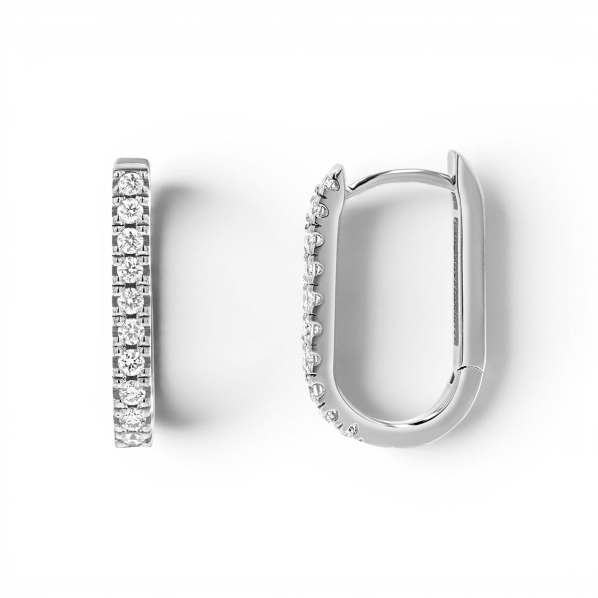 Diamond U - Pave Paper Clip Huggie Earrings - Lotus Diamond