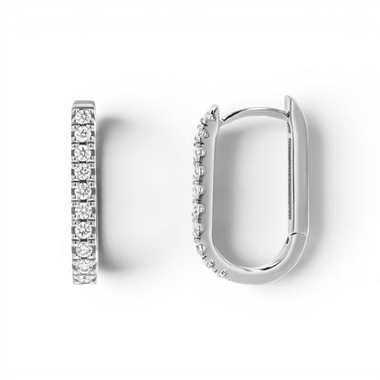 Diamond U - Pave Paper Clip Huggie Earrings - Lotus Diamond