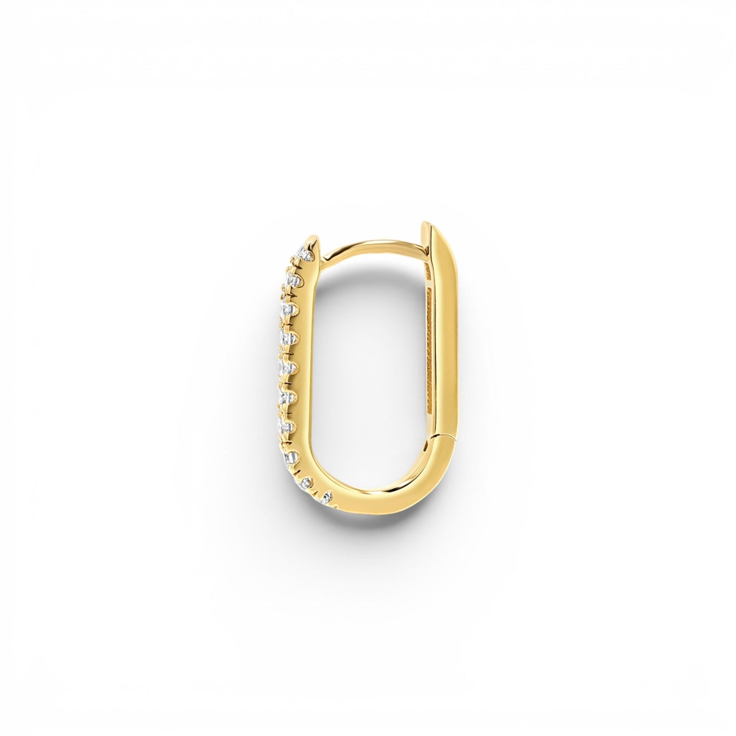 Diamond U - Pave Paper Clip Huggie Earrings - Lotus Diamond