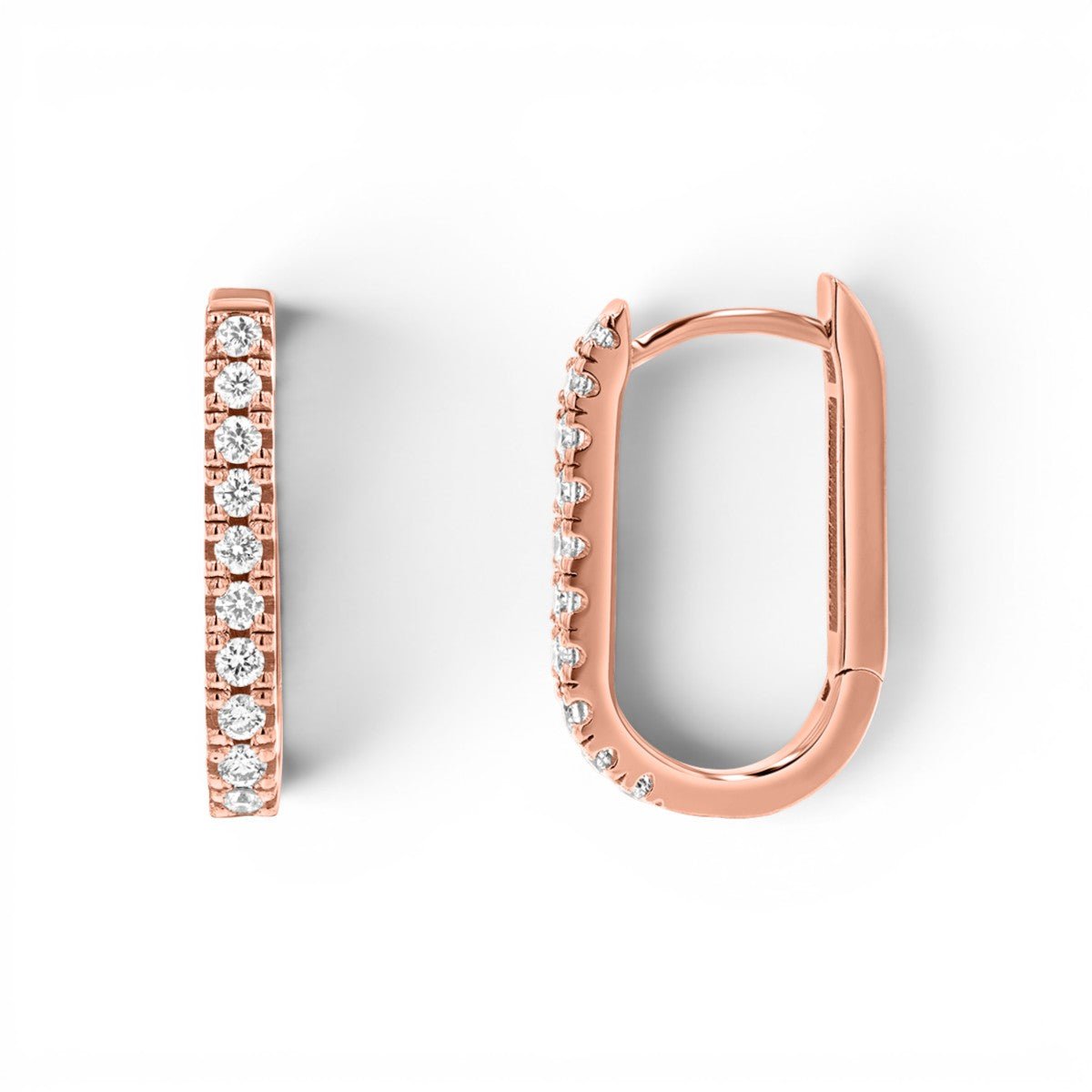 Diamond U - Pave Paper Clip Huggie Earrings - Lotus Diamond
