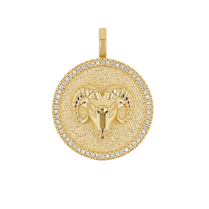 Diamond Zodiac Coin Medallion Charm - Lotus Diamond