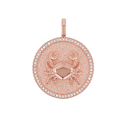 Diamond Zodiac Coin Medallion Charm - Lotus Diamond