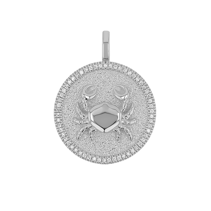 Diamond Zodiac Coin Medallion Charm - Lotus Diamond