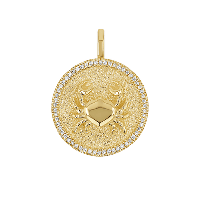Diamond Zodiac Coin Medallion Charm - Lotus Diamond