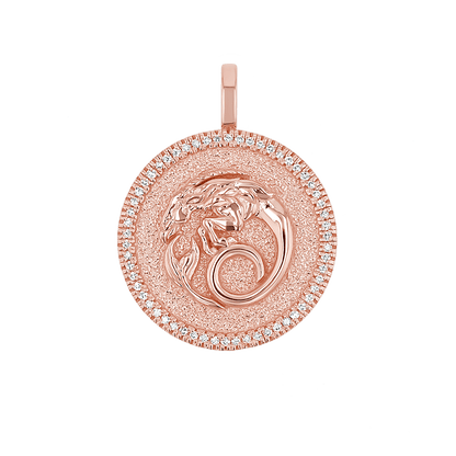 Diamond Zodiac Coin Medallion Charm - Lotus Diamond