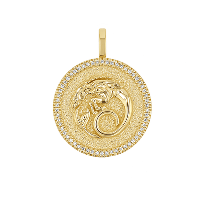 Diamond Zodiac Coin Medallion Charm - Lotus Diamond