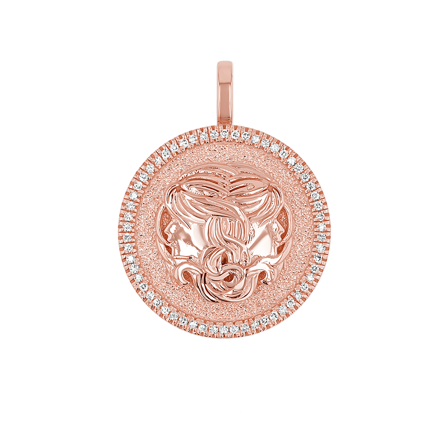 Diamond Zodiac Coin Medallion Charm - Lotus Diamond
