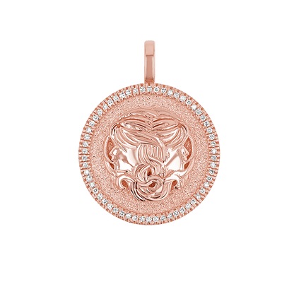 Diamond Zodiac Coin Medallion Charm - Lotus Diamond
