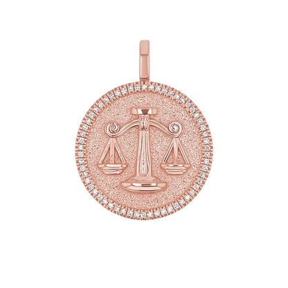 Diamond Zodiac Coin Medallion Charm - Lotus Diamond