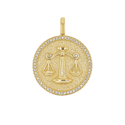 Diamond Zodiac Coin Medallion Charm - Lotus Diamond
