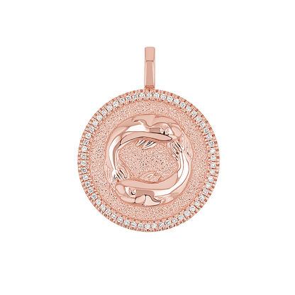 Diamond Zodiac Coin Medallion Charm - Lotus Diamond