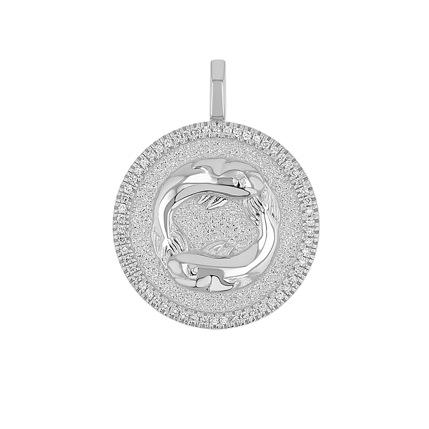 Diamond Zodiac Coin Medallion Charm - Lotus Diamond
