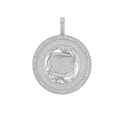 Diamond Zodiac Coin Medallion Charm - Lotus Diamond