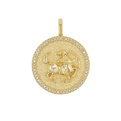 Diamond Zodiac Coin Medallion Charm - Lotus Diamond