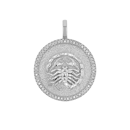 Diamond Zodiac Coin Medallion Charm - Lotus Diamond