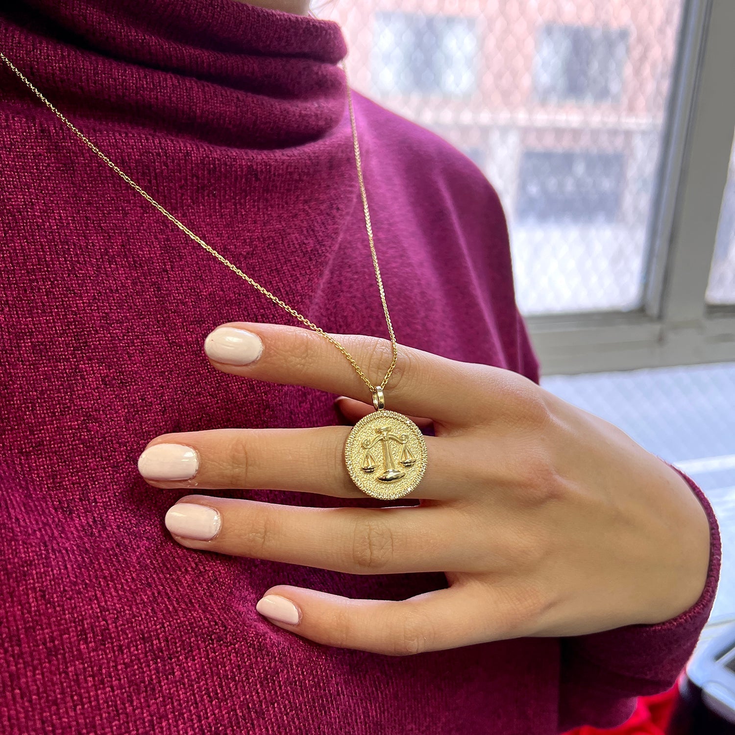Diamond Zodiac Coin Medallion Charm - Lotus Diamond