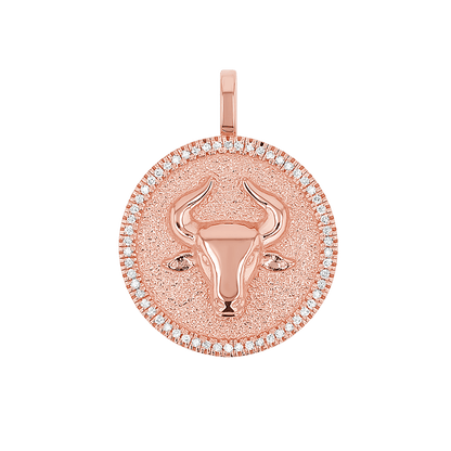 Diamond Zodiac Coin Medallion Charm - Lotus Diamond