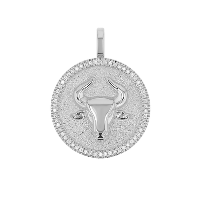 Diamond Zodiac Coin Medallion Charm - Lotus Diamond