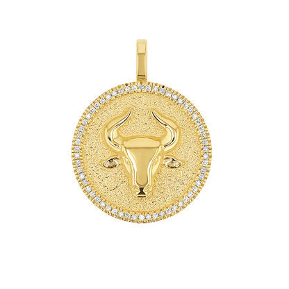 Diamond Zodiac Coin Medallion Charm - Lotus Diamond