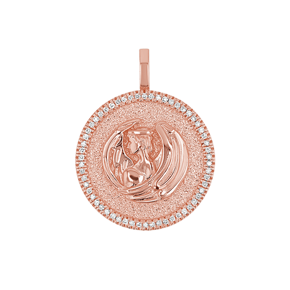Diamond Zodiac Coin Medallion Charm - Lotus Diamond