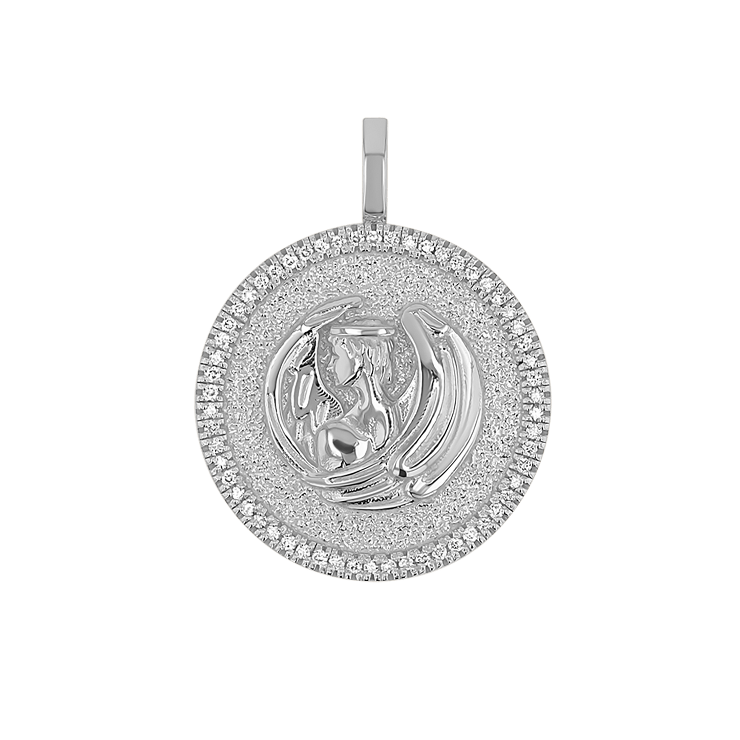 Diamond Zodiac Coin Medallion Charm - Lotus Diamond