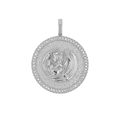 Diamond Zodiac Coin Medallion Charm - Lotus Diamond
