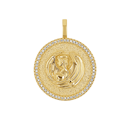 Diamond Zodiac Coin Medallion Charm - Lotus Diamond