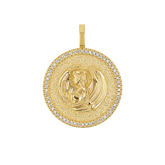 Diamond Zodiac Coin Medallion Charm - Lotus Diamond
