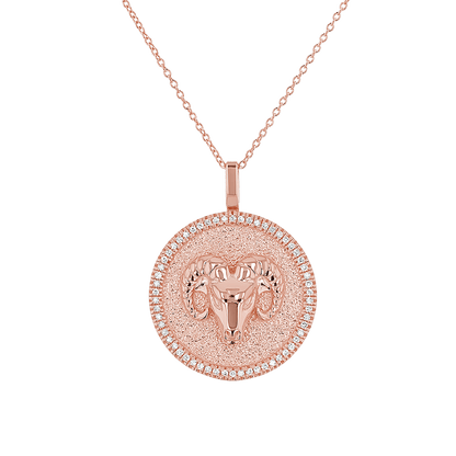 Diamond Zodiac Coin Medallion Necklace - Lotus Diamond