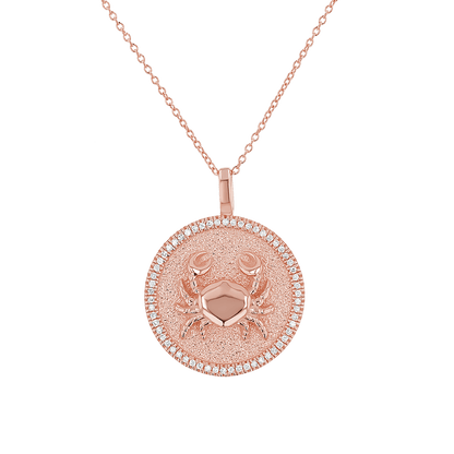 Diamond Zodiac Coin Medallion Necklace - Lotus Diamond