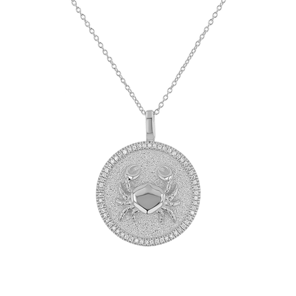 Diamond Zodiac Coin Medallion Necklace - Lotus Diamond