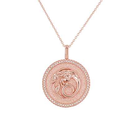 Diamond Zodiac Coin Medallion Necklace - Lotus Diamond