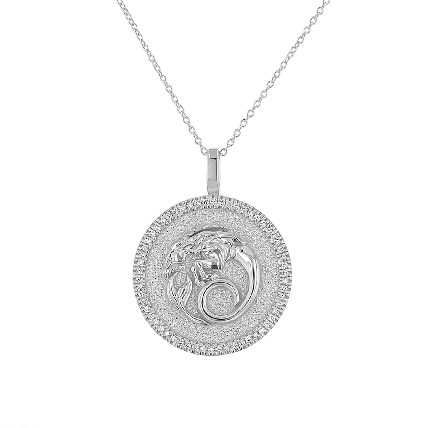 Diamond Zodiac Coin Medallion Necklace - Lotus Diamond
