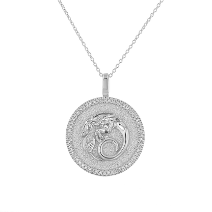 Diamond Zodiac Coin Medallion Necklace - Lotus Diamond
