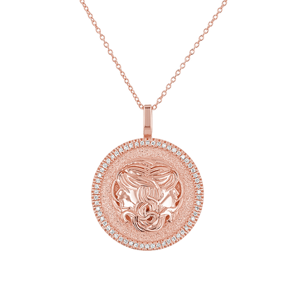 Diamond Zodiac Coin Medallion Necklace - Lotus Diamond